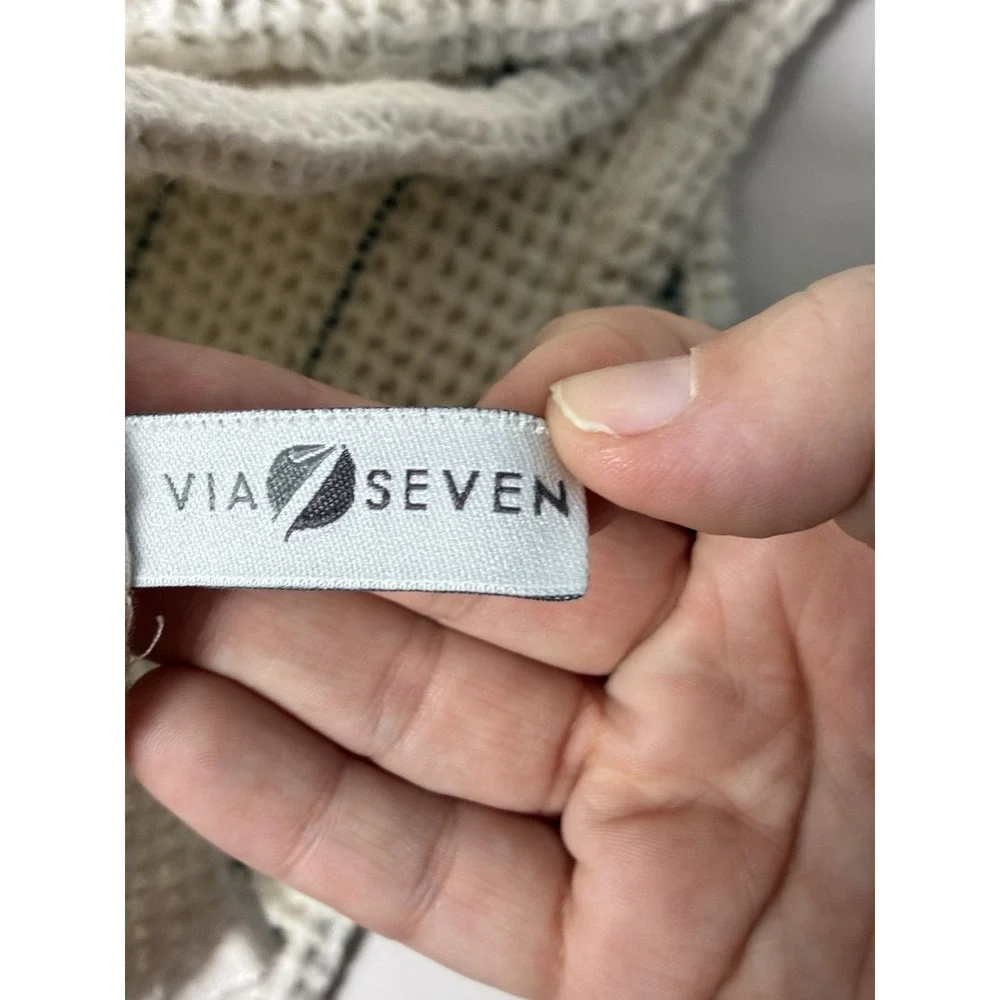 Via Seven 100% Cotton‎ Throw Blanket White Striped 55